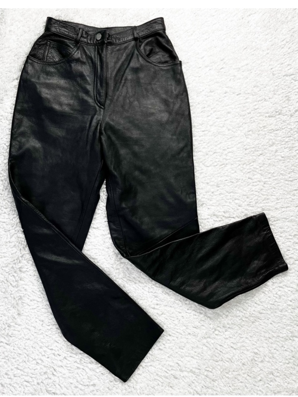 Vintage Moda Siegel High-Rise Black Leather Pants